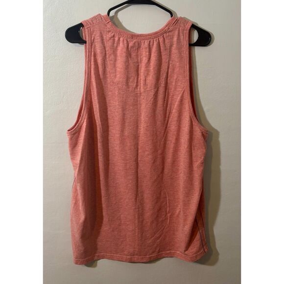 Kolby Men’s Coral Heathered Tank Top with Patterned Pocket Size Large - Picture 2 of 2